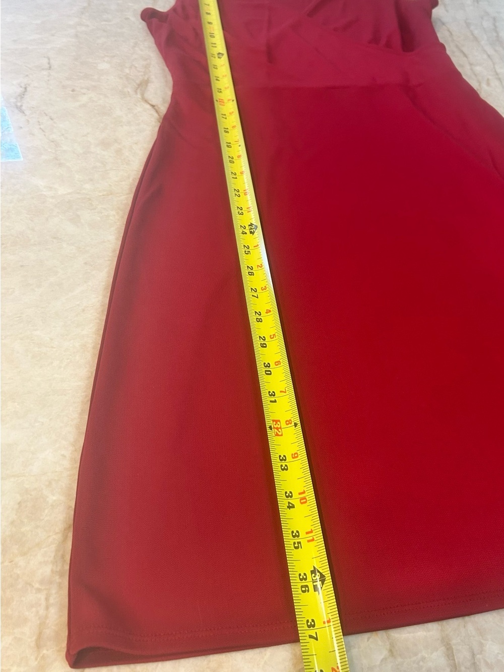 LOFT Ann Taylor Petite 6P Red Faux Wrap Scalloped Hem Fit & Flare Dress - Picture 2 of 5